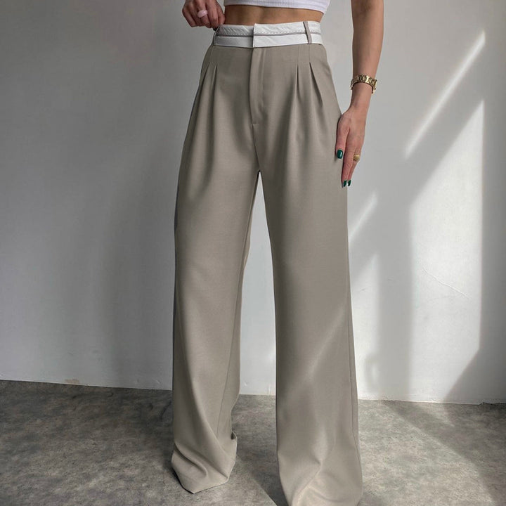 Dame bred hög midja byxor med eleganta veck Mirla-Eva Jonsson