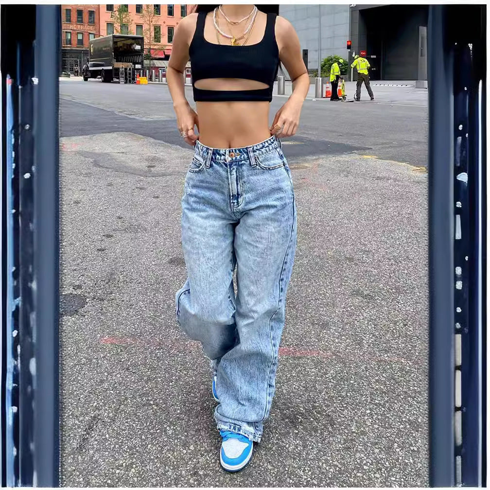 Dame breda Cargo-jeans med unika fickor och avslappnad skärning Mirla-Eva Jonsson