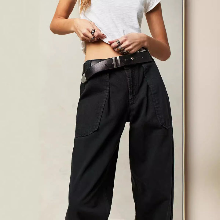 Dame breda Cargo-jeans med unika fickor och avslappnad skärning Mirla-Eva Jonsson