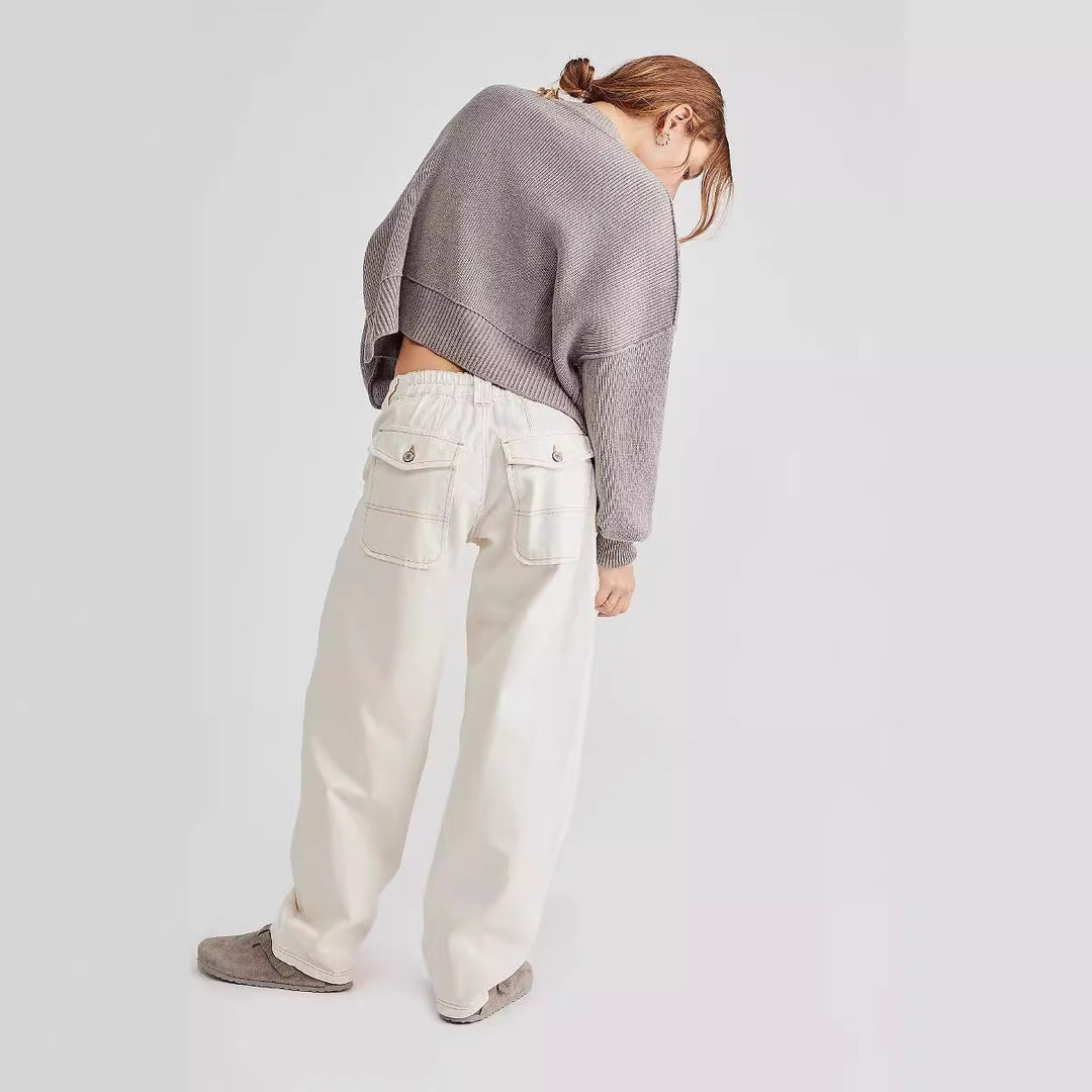 Dame breda Cargo-jeans med unika fickor och avslappnad skärning Mirla-Eva Jonsson