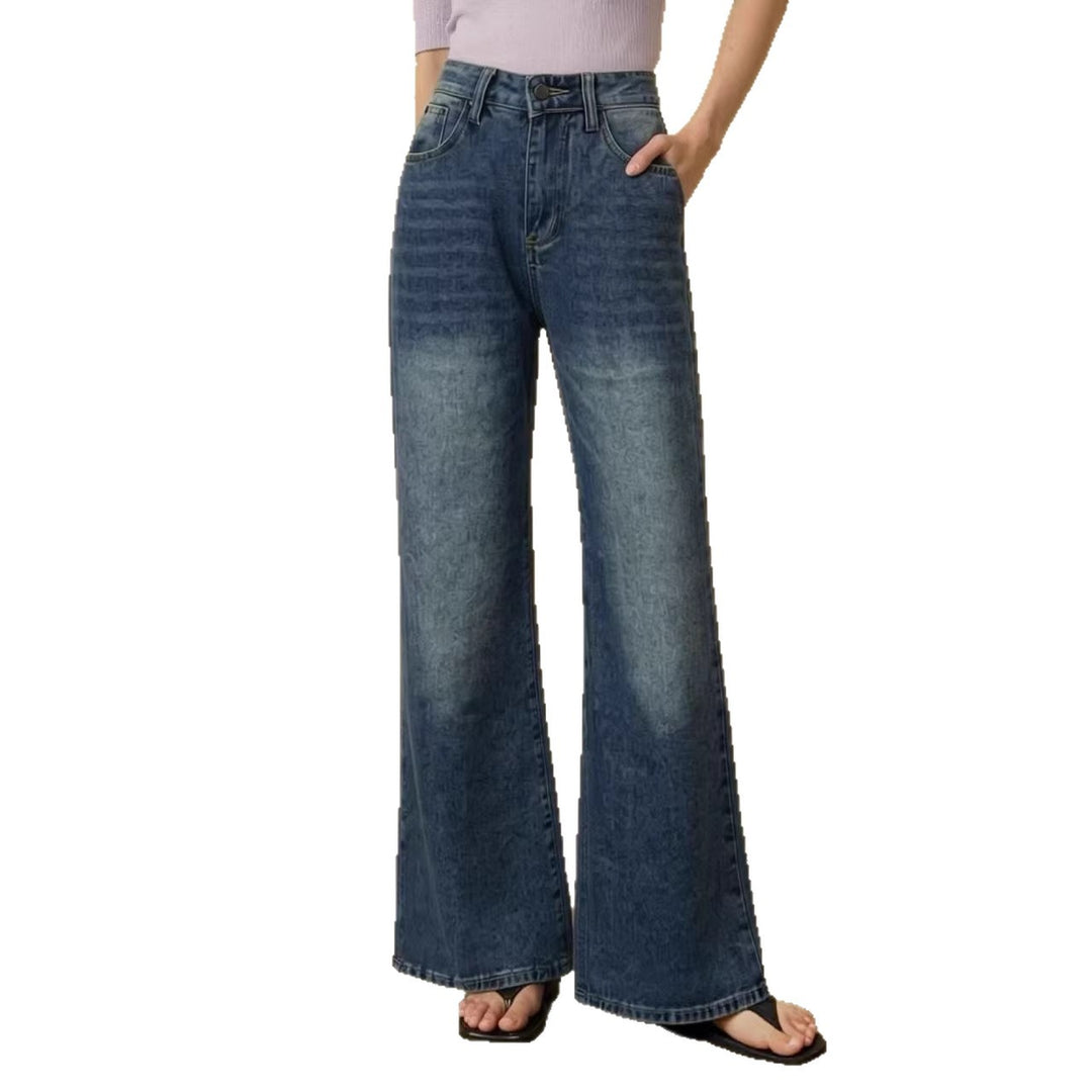 Dame breda High-Waist Jeans med unik textur Mirla-Eva Jonsson