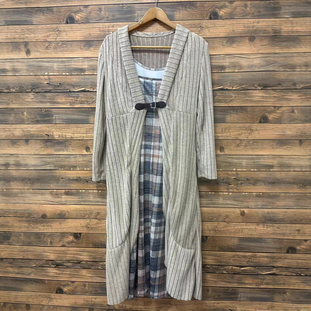 Dame cardigan med asymmetrisk snitt och dekorativt bälte Eva Jonsson-Eva Jonsson