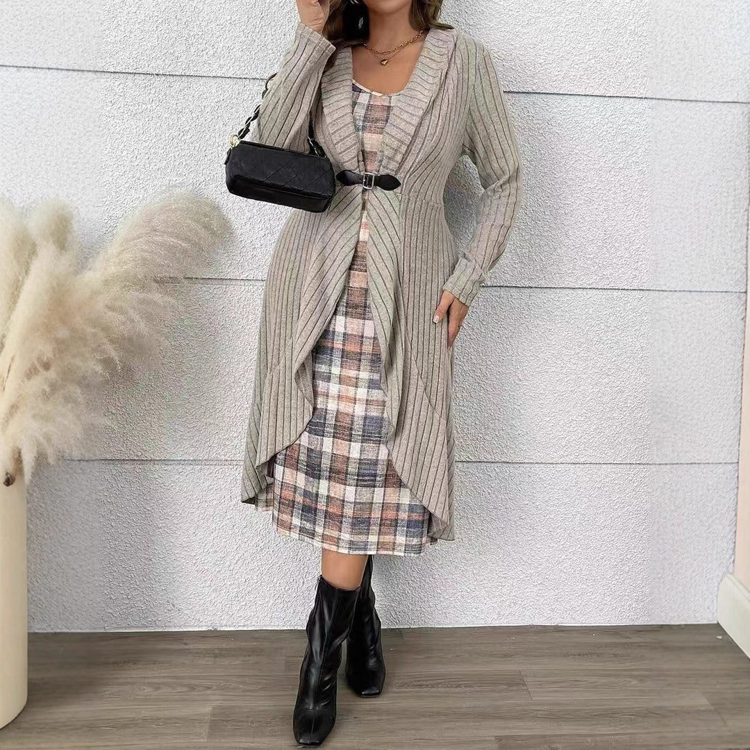 Dame cardigan med asymmetrisk snitt och dekorativt bälte Eva Jonsson-Eva Jonsson