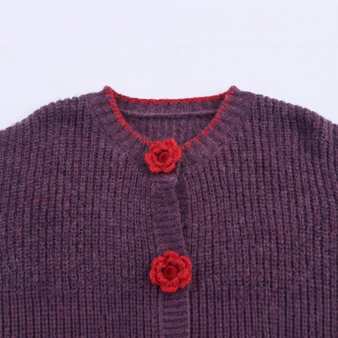 Dame cardigan med blommigt knappdetalj Mirla-Eva Jonsson