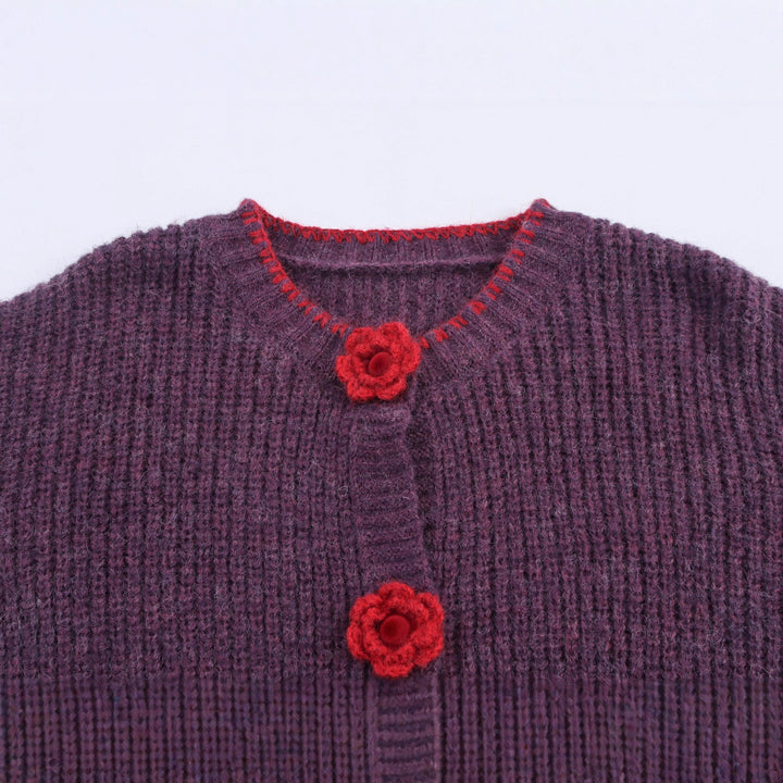 Dame cardigan med blommigt knappdetalj Mirla-Eva Jonsson