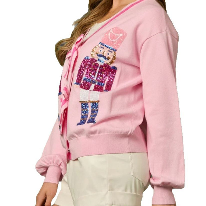 Dame cardigan med glittrande detaljer och raffinerade rosetter Eva Jonsson-Eva Jonsson
