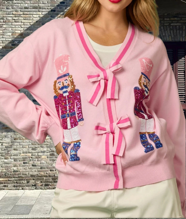 Dame cardigan med glittrande detaljer och raffinerade rosetter Eva Jonsson-Eva Jonsson