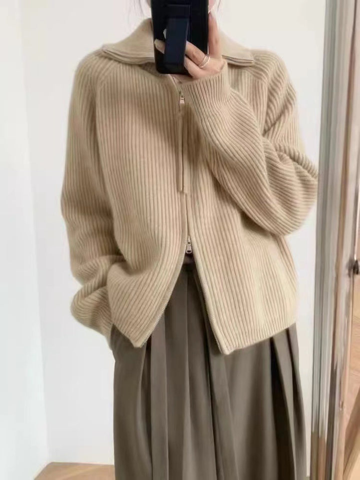 Dame cardigan med hög krage och hel dragkedja Eva Jonsson-Eva Jonsson