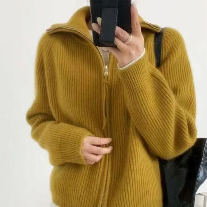 Dame cardigan med hög krage och hel dragkedja Eva Jonsson-Eva Jonsson