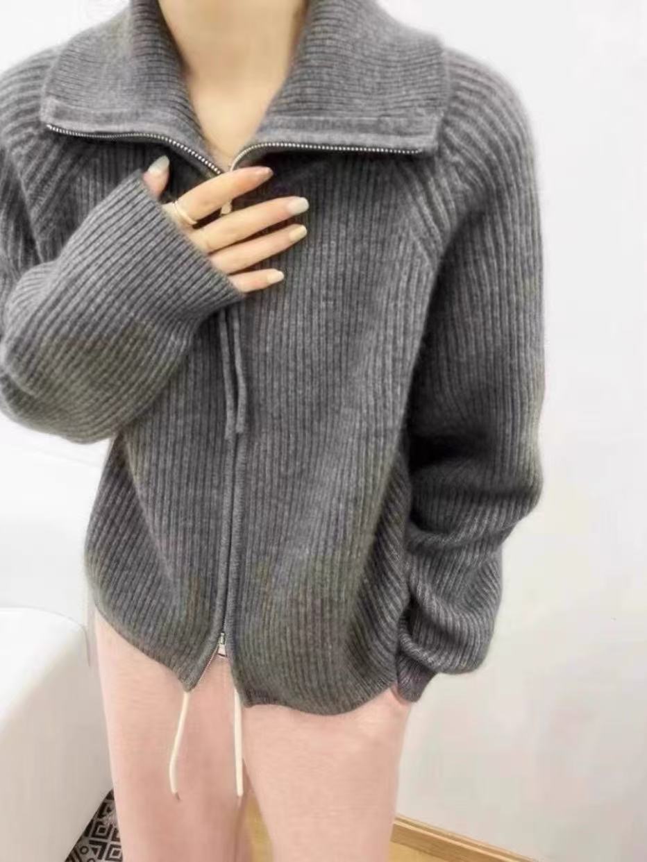 Dame cardigan med hög krage och hel dragkedja Eva Jonsson-Eva Jonsson