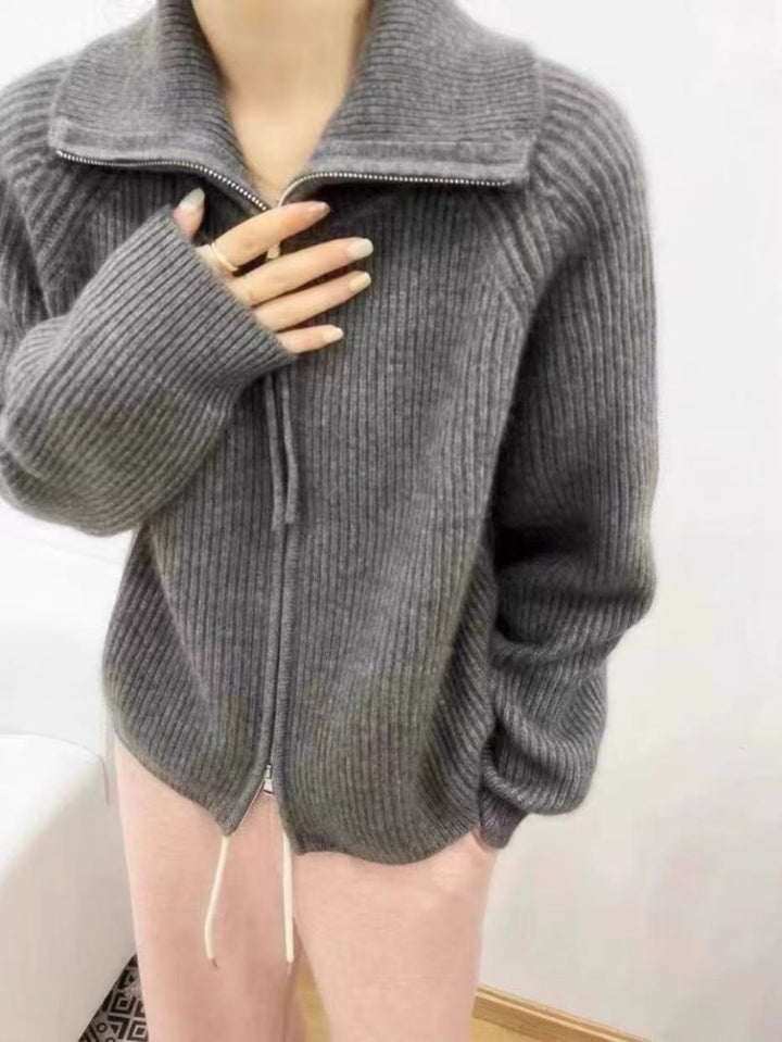 Dame cardigan med hög krage och hel dragkedja Eva Jonsson-Eva Jonsson