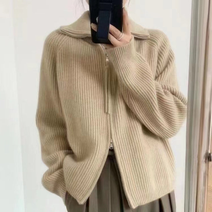 Dame cardigan med hög krage och hel dragkedja Eva Jonsson-Eva Jonsson