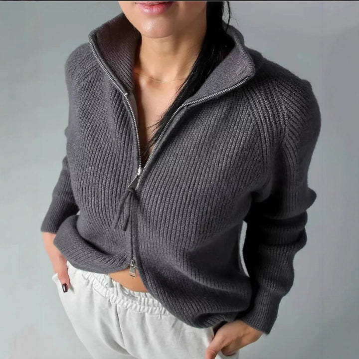 Dame cardigan med hög krage och hel dragkedja Eva Jonsson-Eva Jonsson