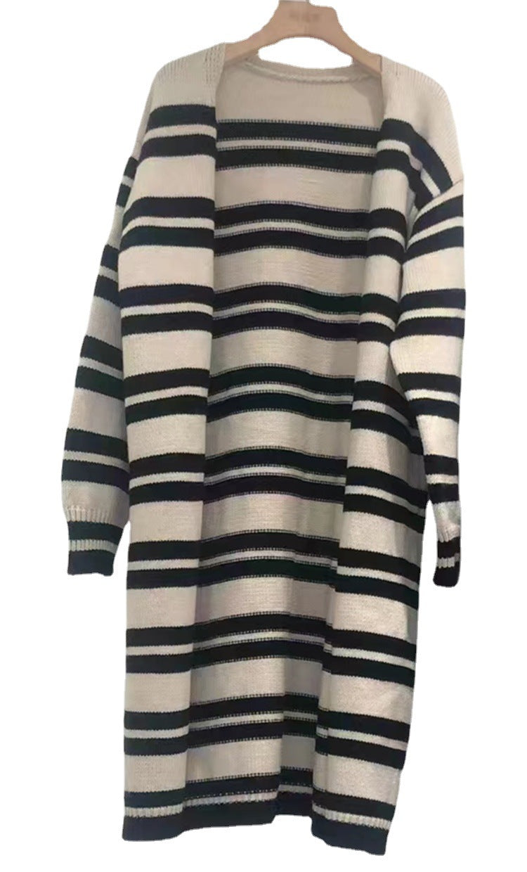 Dame cardigan med modern randmönster och öppen skärning Eva Jonsson-Eva Jonsson