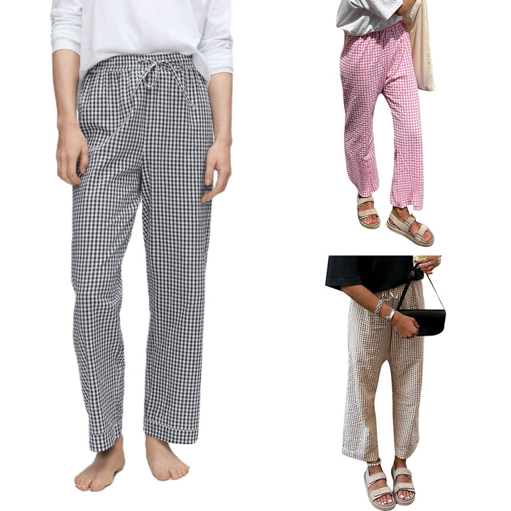 Dame carrot pants in modern check design Mirla-Eva Jonsson