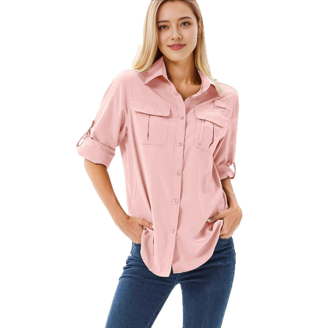 Dame casual blouse with practical pockets and convertible sleeves Mirla-Eva Jonsson