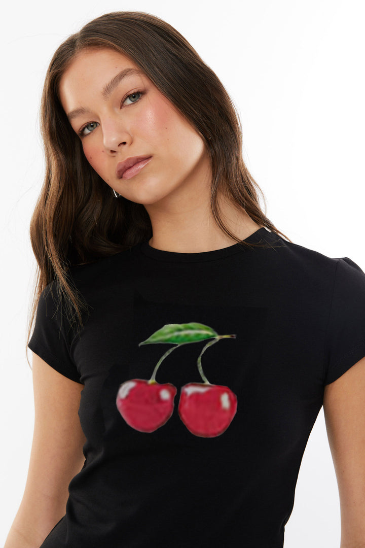 Dame casual crop top med fräsch citrondesign Mirla-Eva Jonsson