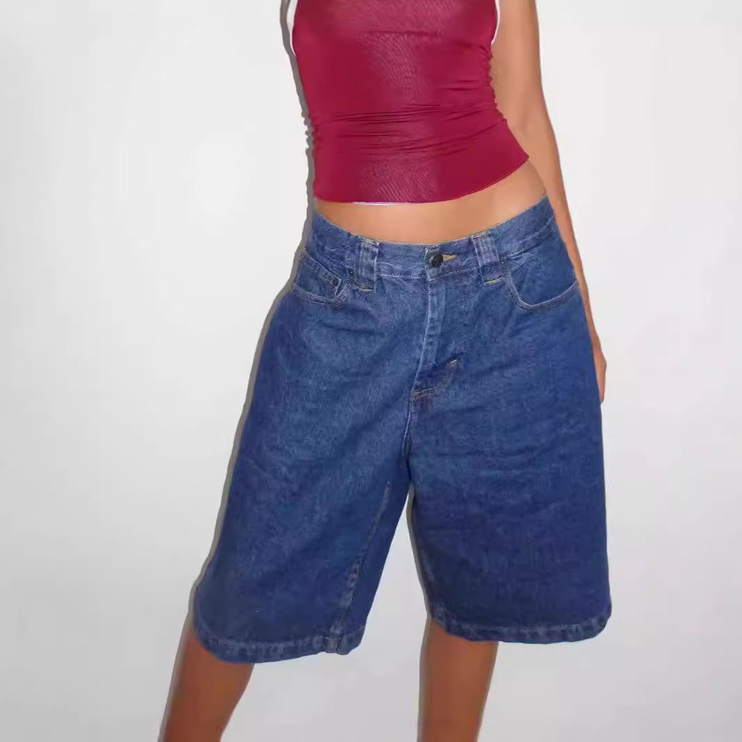 Dame casual denim shorts with wide fit and high side pockets Mirla-Eva Jonsson