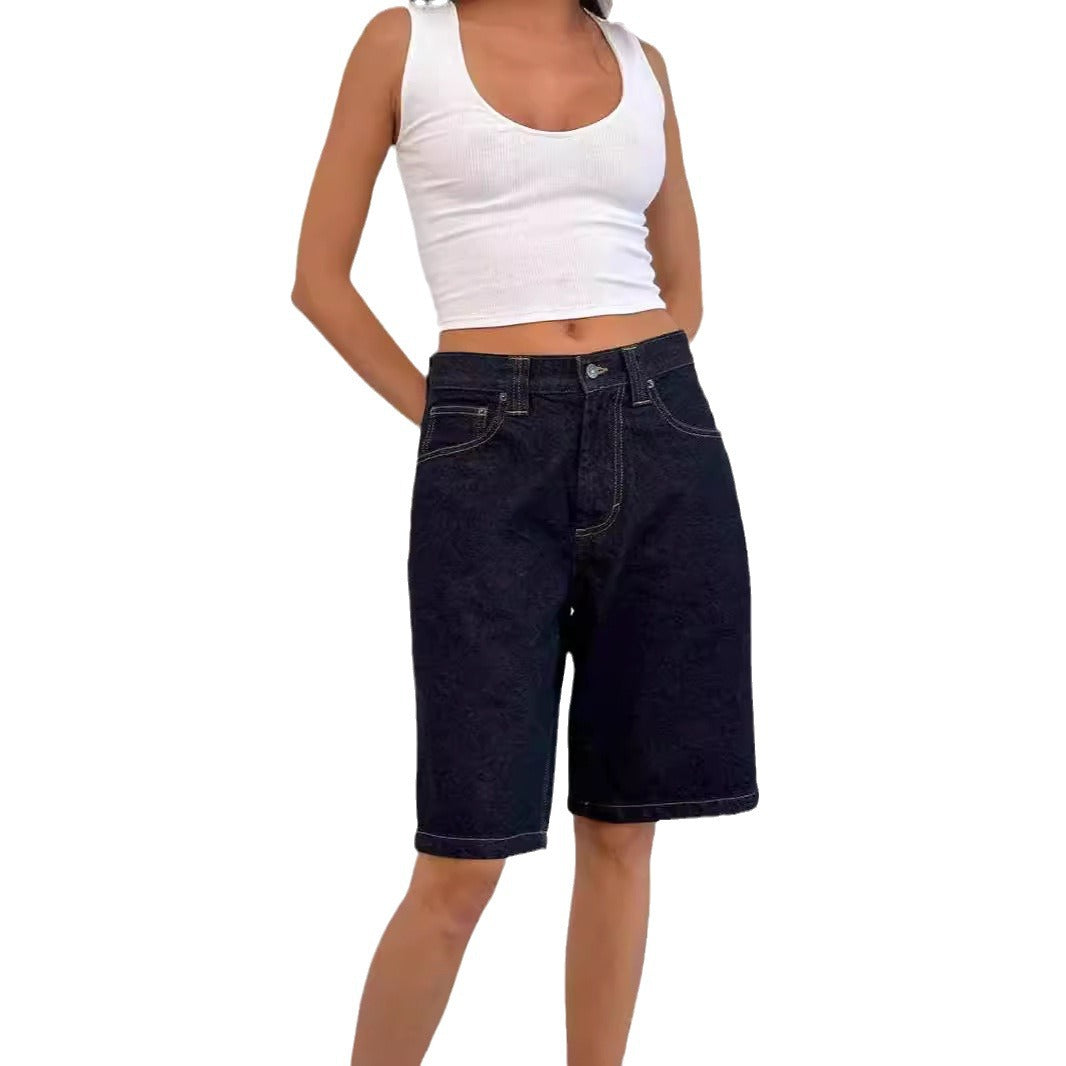 Dame casual denim shorts with wide fit and high side pockets Mirla-Eva Jonsson