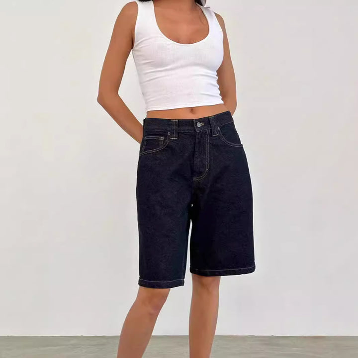 Dame casual denim shorts with wide fit and high side pockets Mirla-Eva Jonsson