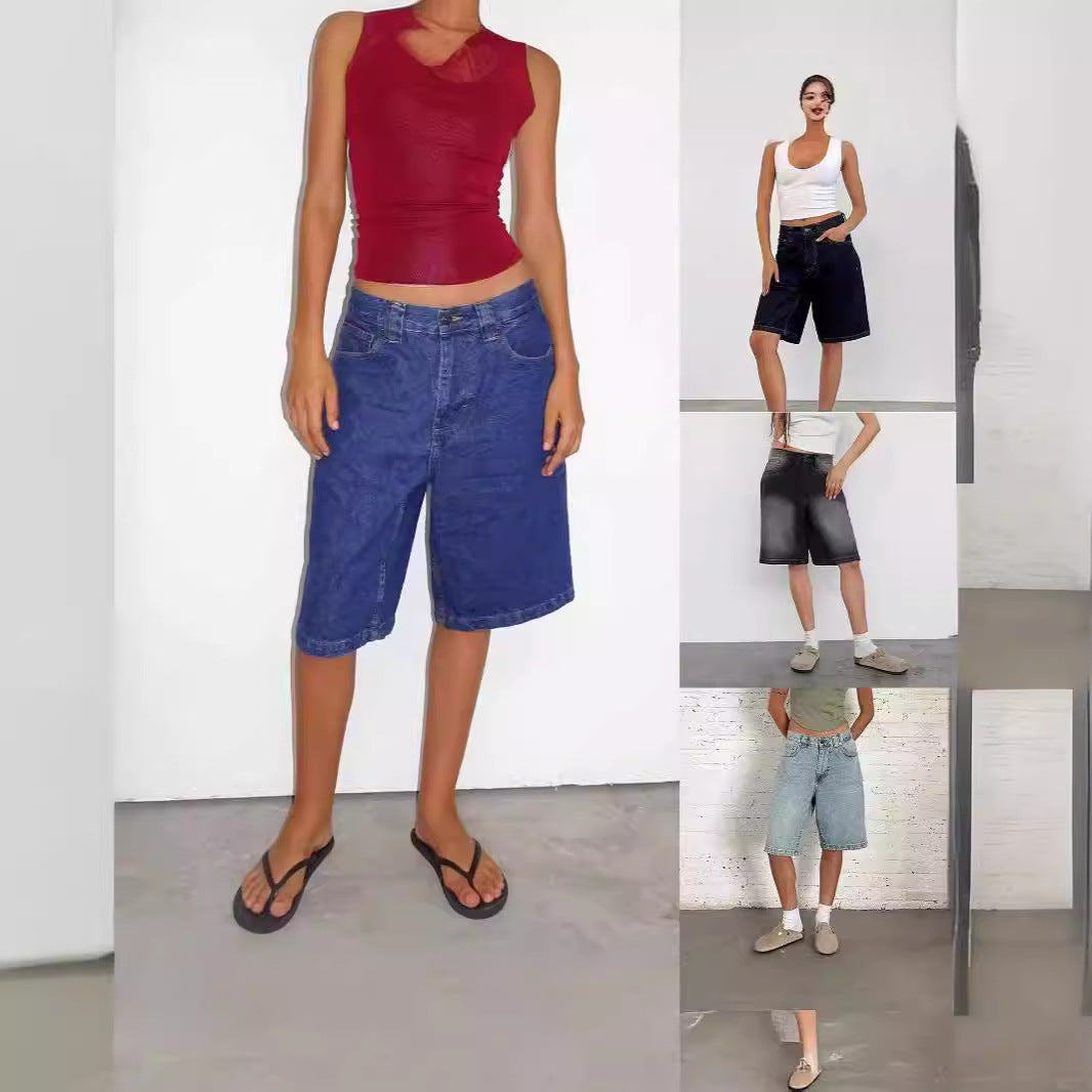 Dame casual denim shorts with wide fit and high side pockets Mirla-Eva Jonsson
