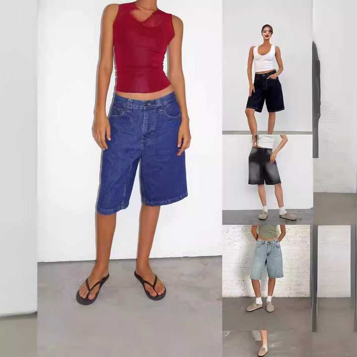 Dame casual denim shorts with wide fit and high side pockets Mirla-Eva Jonsson