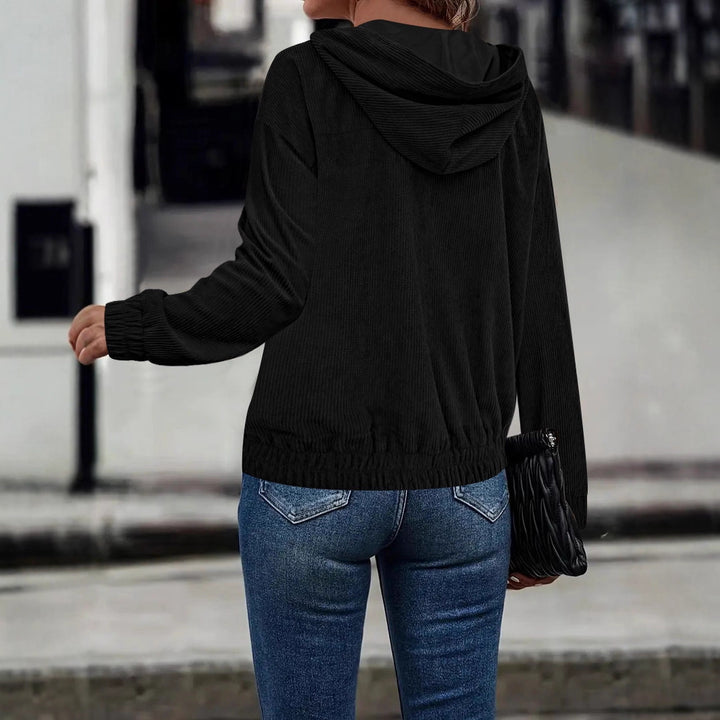 Dame casual hoodie-jacka i cord Mirla-Eva Jonsson