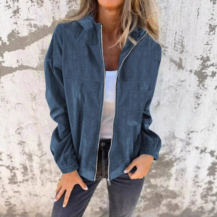 Dame casual hoodie-jacka i cord Mirla-Eva Jonsson