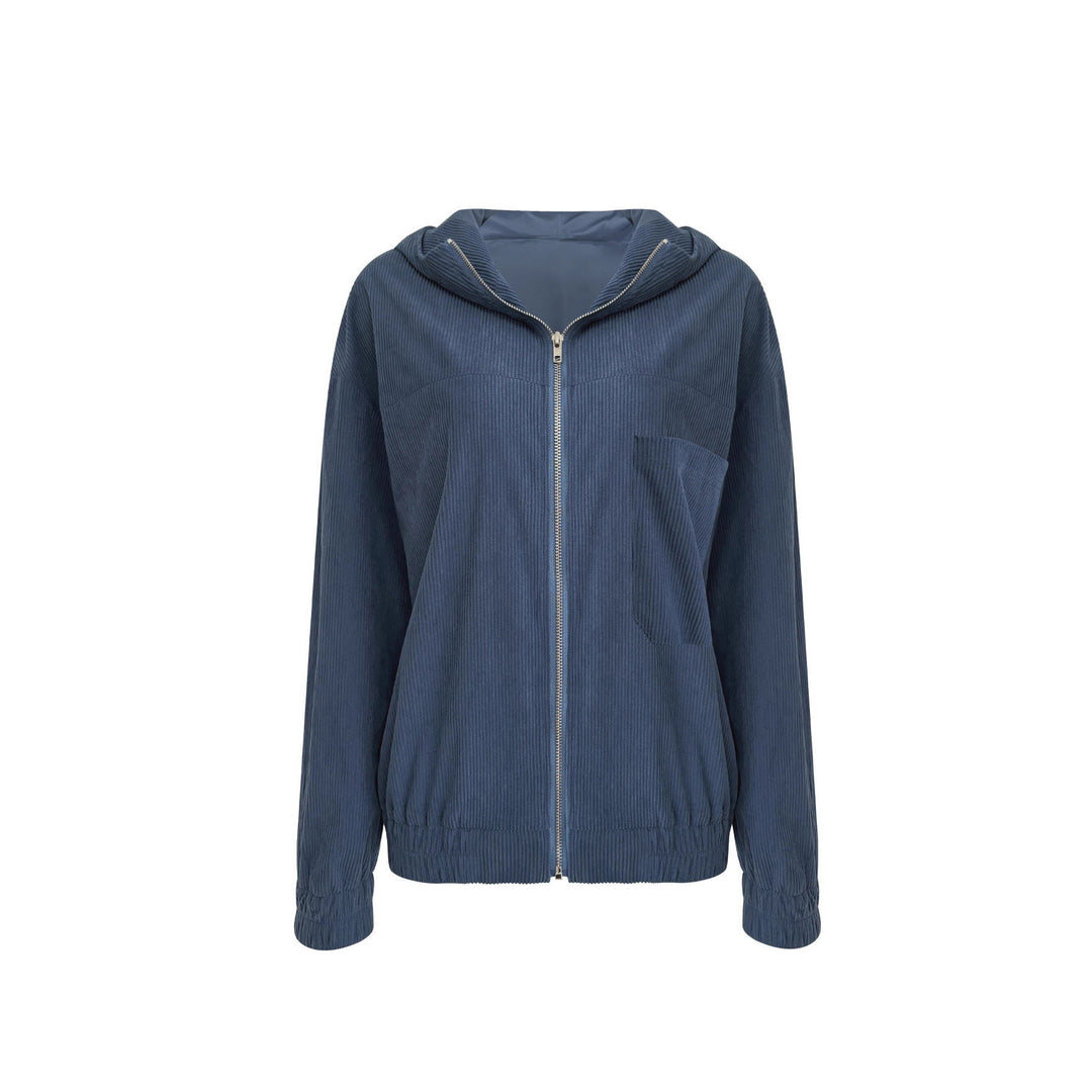 Dame casual hoodie-jacka i cord Mirla-Eva Jonsson