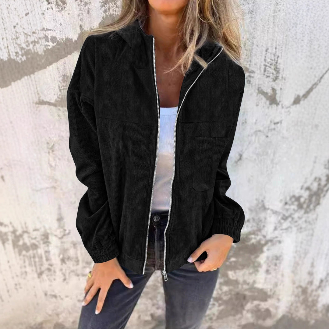 Dame casual hoodie-jacka i cord Mirla-Eva Jonsson