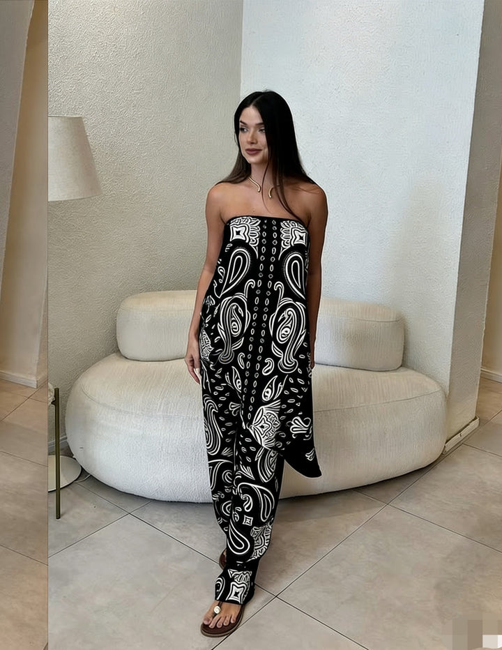 Dame casual jumpsuit med lös passform och stiligt mönster Mirla-Eva Jonsson