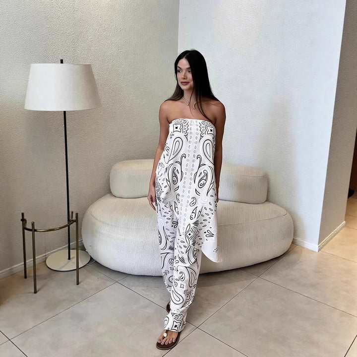 Dame casual jumpsuit med lös passform och stiligt mönster Mirla-Eva Jonsson