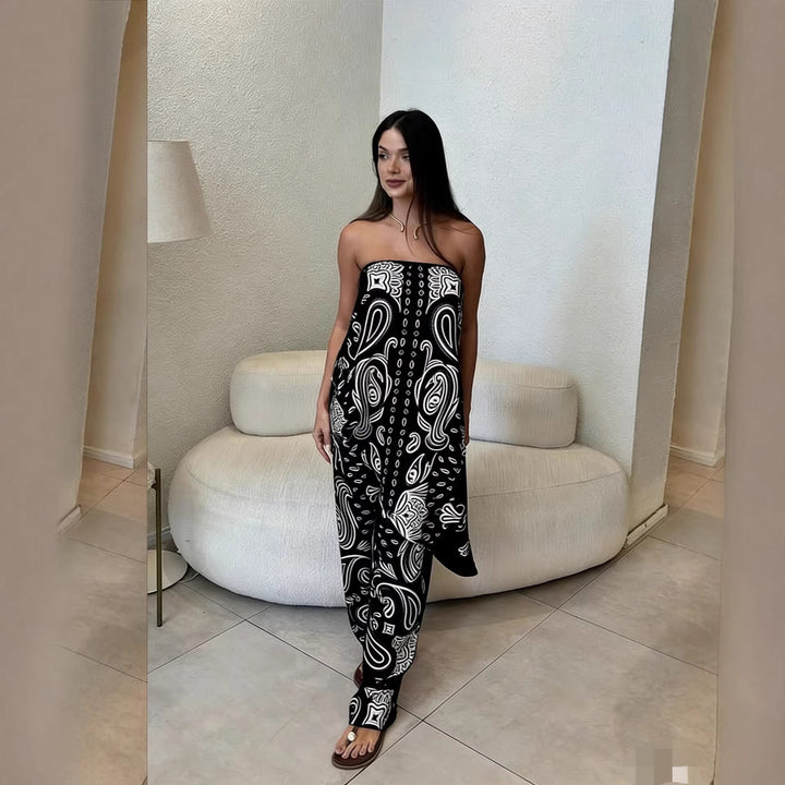 Dame casual jumpsuit med lös passform och stiligt mönster Mirla-Eva Jonsson