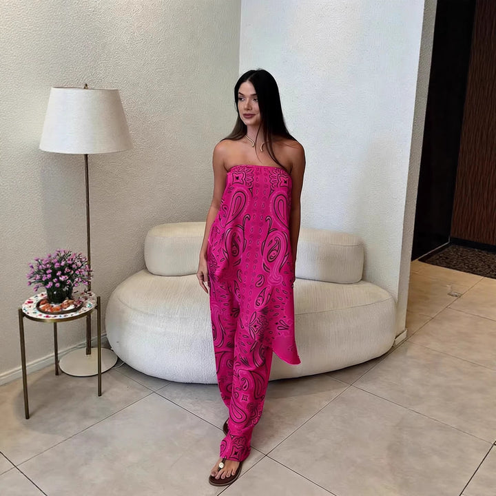 Dame casual jumpsuit med lös passform och stiligt mönster Mirla-Eva Jonsson