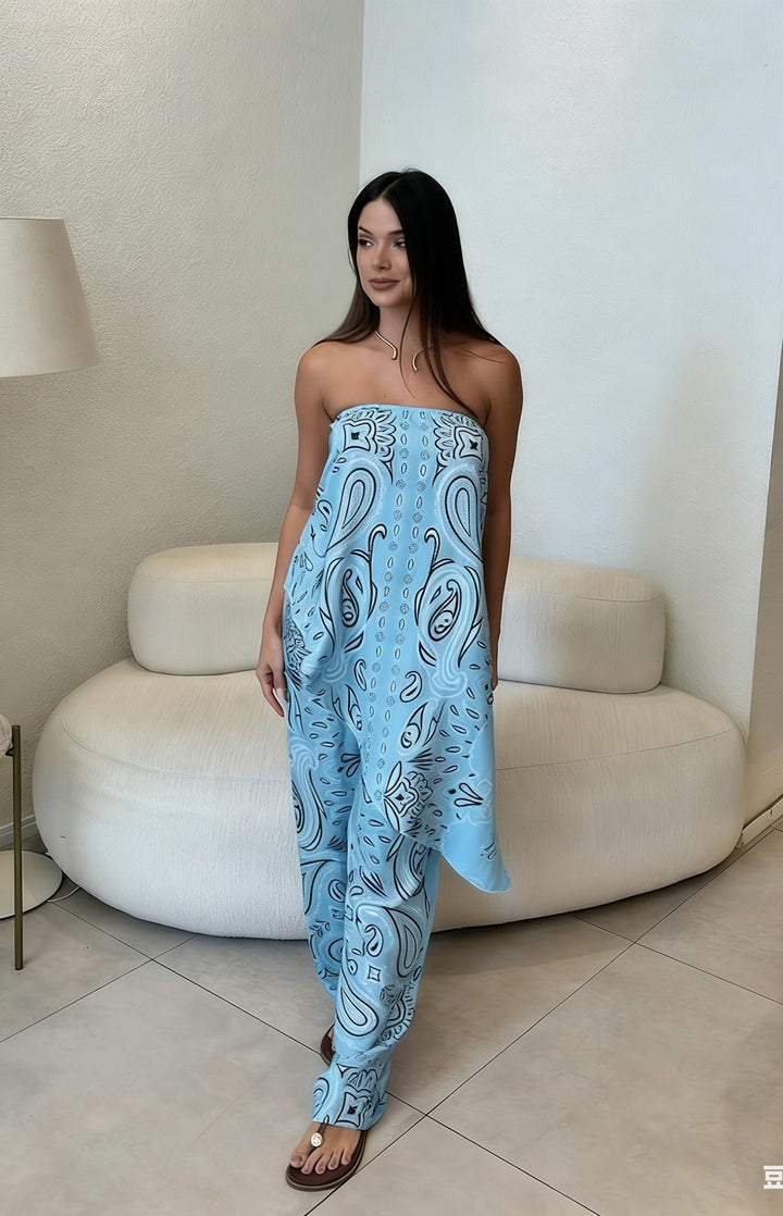 Dame casual jumpsuit med lös passform och stiligt mönster Mirla-Eva Jonsson