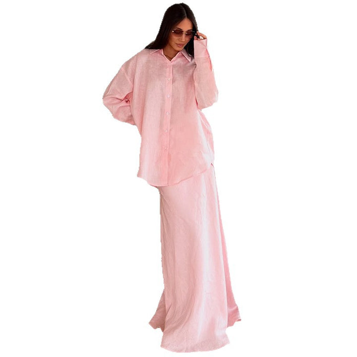 Dame casual linne lounge wear ensemble Mirla-Eva Jonsson