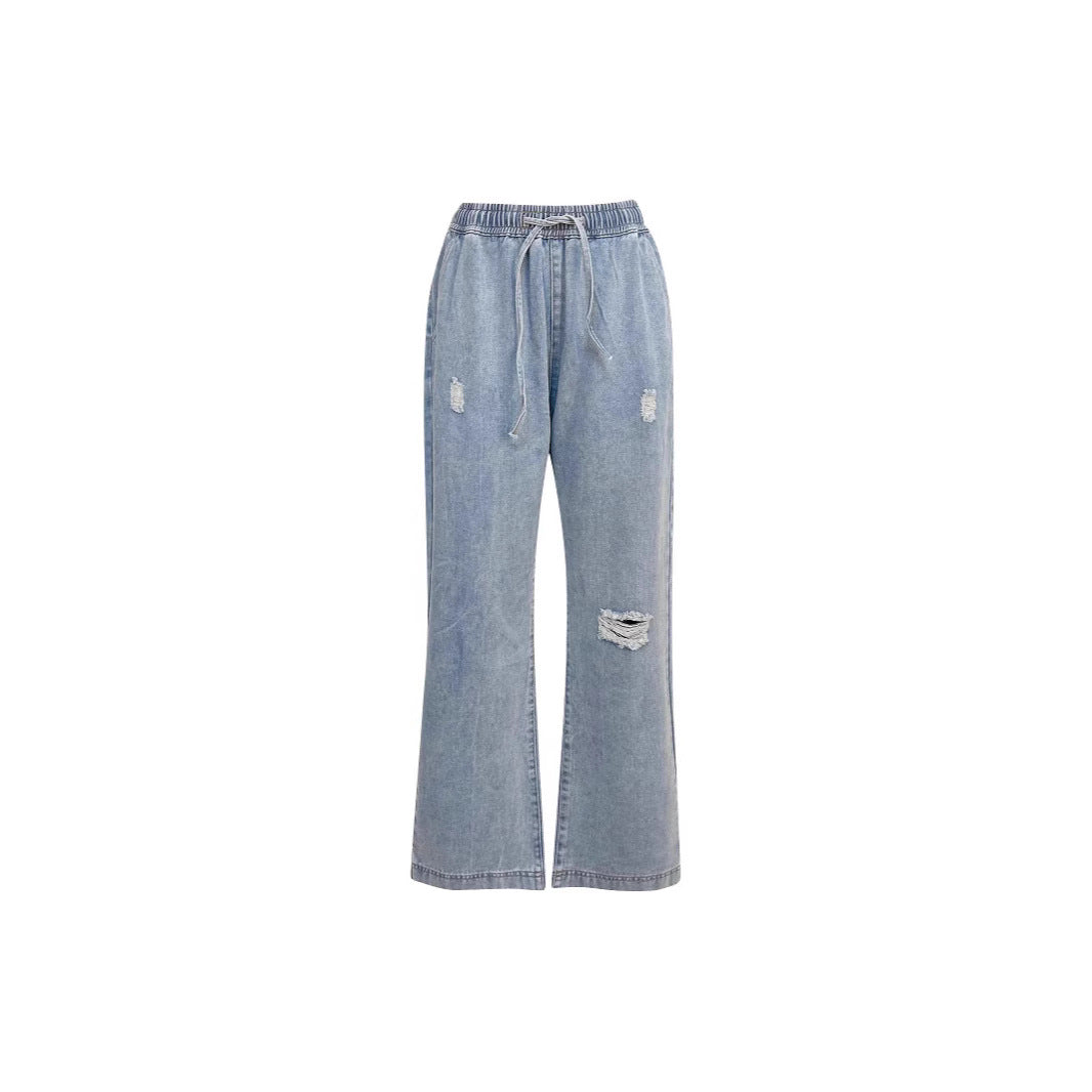 Dame casual loose Denim pants with elastic waistband Mirla-Eva Jonsson
