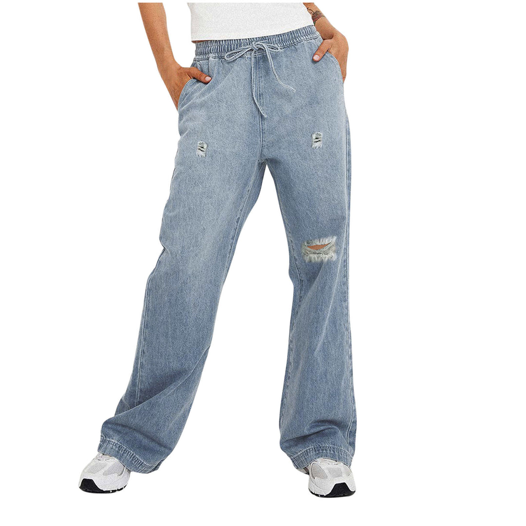 Dame casual loose Denim pants with elastic waistband Mirla-Eva Jonsson