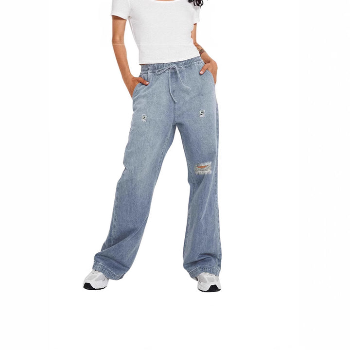 Dame casual loose Denim pants with elastic waistband Mirla-Eva Jonsson