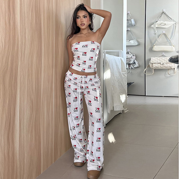 Dame casual print pants with elastic waistband Mirla-Eva Jonsson