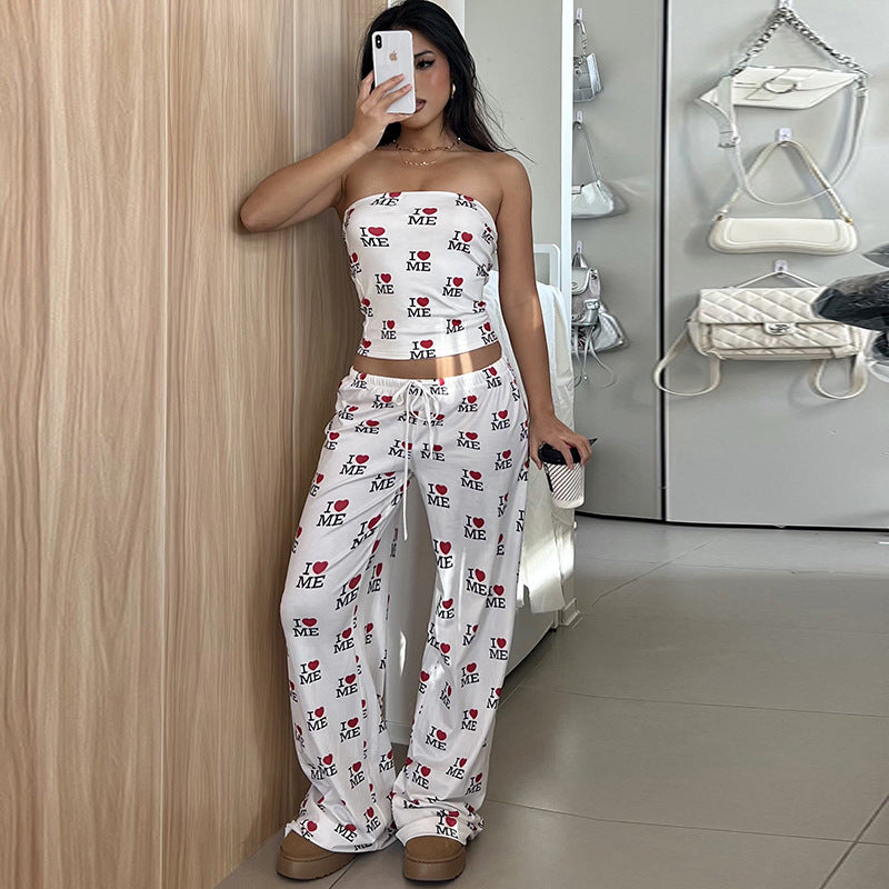 Dame casual print pants with elastic waistband Mirla-Eva Jonsson