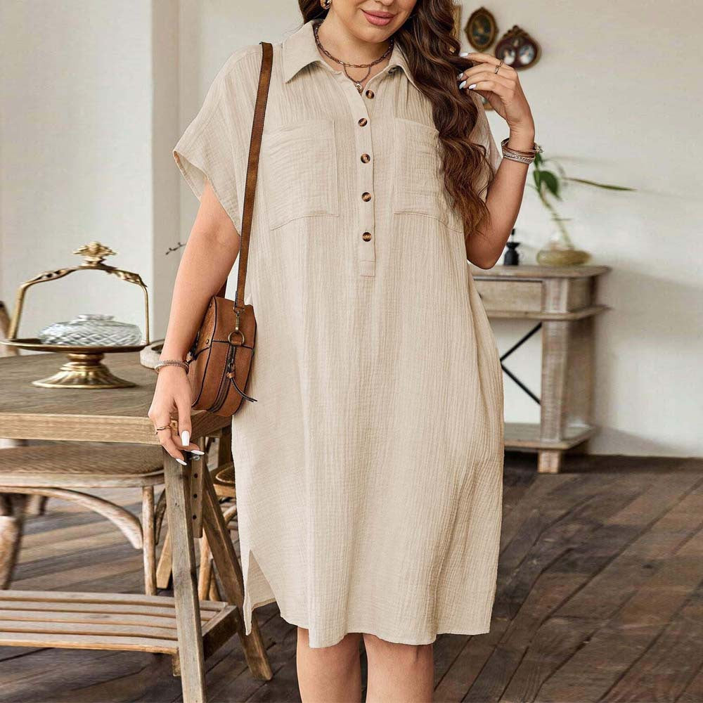 Dame casual shirt dress with button placket and two pockets Mirla-Eva Jonsson