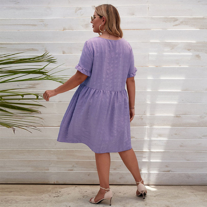 Dame casual summer dress with wide sleeves and square neckline Mirla-Eva Jonsson