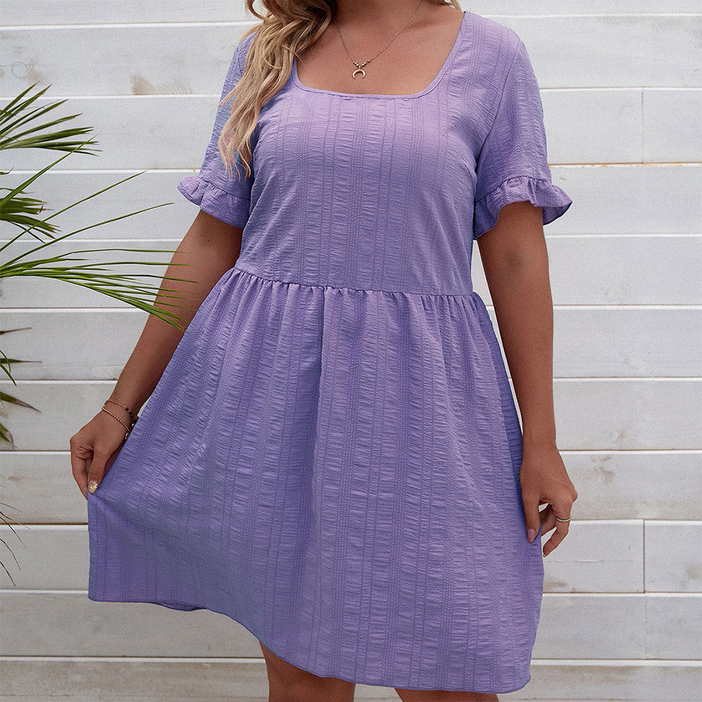 Dame casual summer dress with wide sleeves and square neckline Mirla-Eva Jonsson
