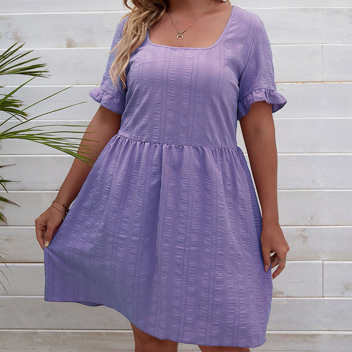 Dame casual summer dress with wide sleeves and square neckline Mirla-Eva Jonsson