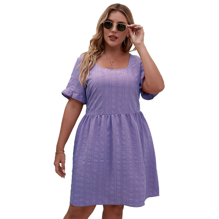 Dame casual summer dress with wide sleeves and square neckline Mirla-Eva Jonsson
