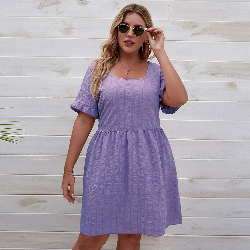 Dame casual summer dress with wide sleeves and square neckline Mirla-Eva Jonsson
