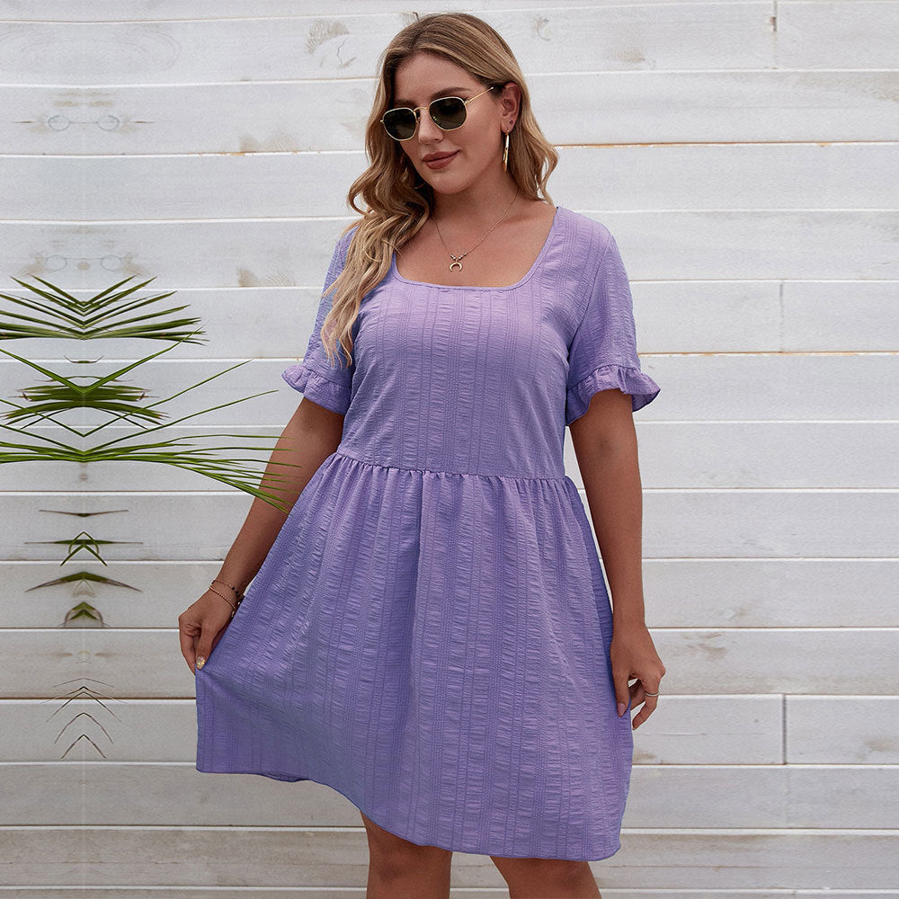 Dame casual summer dress with wide sleeves and square neckline Mirla-Eva Jonsson