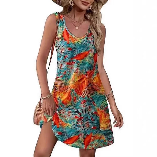 Dame casual tank dress with practical pockets and V-neck Mirla-Eva Jonsson