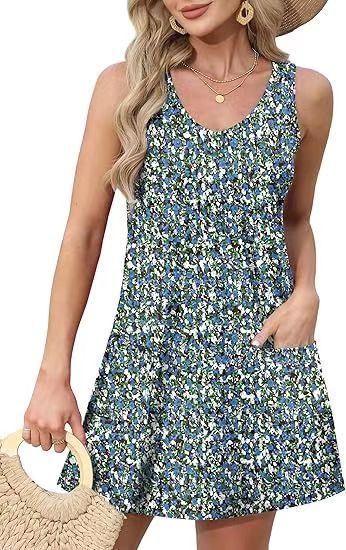 Dame casual tank dress with practical pockets and V-neck Mirla-Eva Jonsson